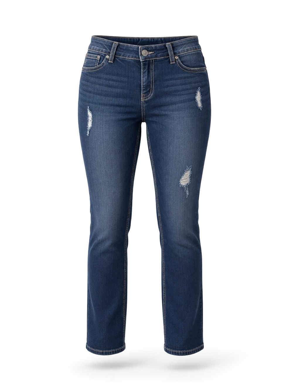 Lane Bryant Distressed Dark Blue Boot-Cut Jeans